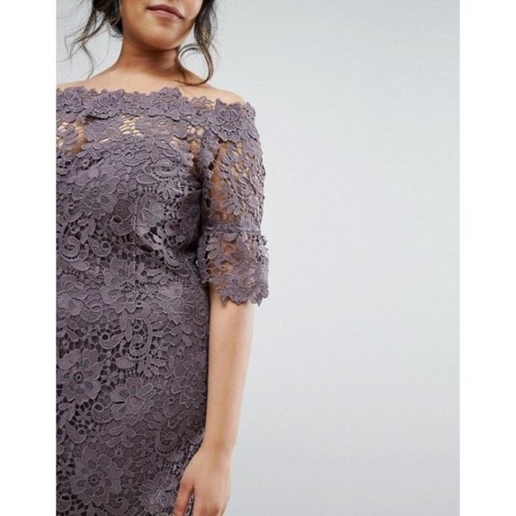 NWT Paper Dolls bardot crochet dress with fluted sleeves - Picture 2 of 14